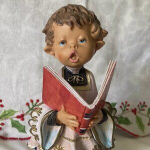 1986 FONTANINI Italy E. SIMONELLI Choir Boy Figurines 7.25" Vintage w/Book